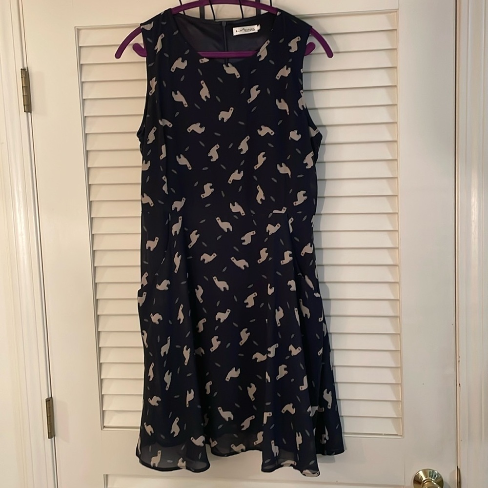 L.A. Soul Black Dark Cream Llama Animal Print Dress